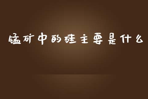 锰矿中的硅主要是什么_https://wap.fcdydaikuan.com_投资策略_第1张