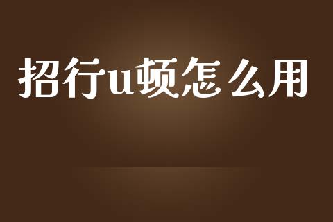 招行u顿怎么用_https://wap.fcdydaikuan.com_金融机构_第1张