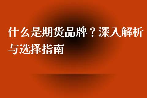 什么是期货品牌？深入解析与选择指南_https://wap.fcdydaikuan.com_投资策略_第1张