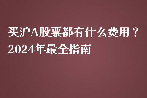 买沪A股票都有什么费用？2024年最全指南_https://wap.fcdydaikuan.com_新股数据_第1张