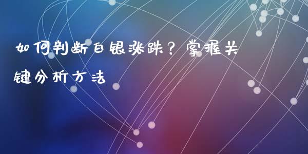 如何判断白银涨跌？掌握关键分析方法_https://wap.fcdydaikuan.com_金融机构_第1张