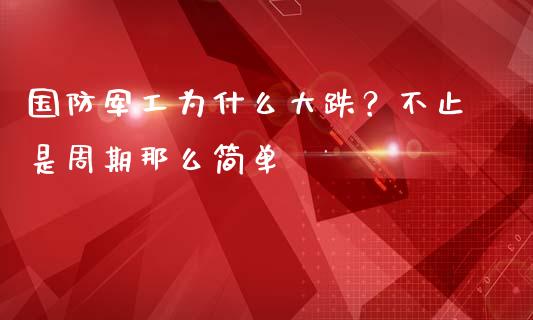 国防军工为什么大跌？不止是周期那么简单_https://wap.fcdydaikuan.com_理财顾问_第1张