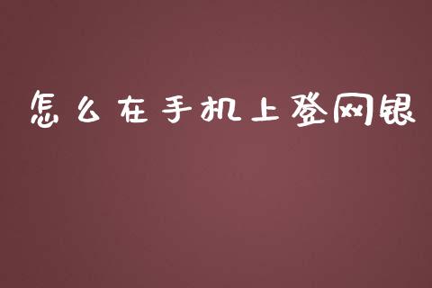 怎么在手机上登网银_https://wap.fcdydaikuan.com_金融机构_第1张