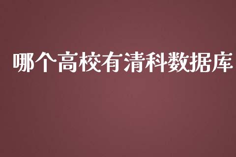哪个高校有清科数据库_https://wap.fcdydaikuan.com_投资策略_第1张
