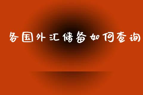 各国外汇储备如何查询_https://wap.fcdydaikuan.com_理财顾问_第1张