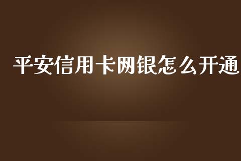 平安信用卡网银怎么开通_https://wap.fcdydaikuan.com_理财顾问_第1张