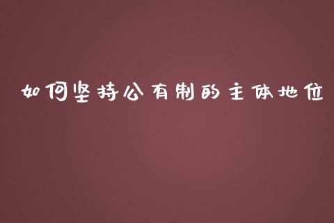 如何坚持公有制的主体地位_https://wap.fcdydaikuan.com_理财顾问_第1张