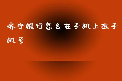 济宁银行怎么在手机上改手机号_https://wap.fcdydaikuan.com_投资策略_第1张