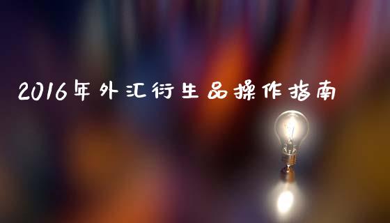 2016年外汇衍生品操作指南_https://wap.fcdydaikuan.com_理财顾问_第1张