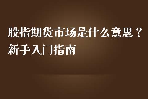 股指期货市场是什么意思？新手入门指南_https://wap.fcdydaikuan.com_金融机构_第1张