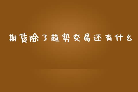 期货除了趋势交易还有什么_https://wap.fcdydaikuan.com_新股数据_第1张