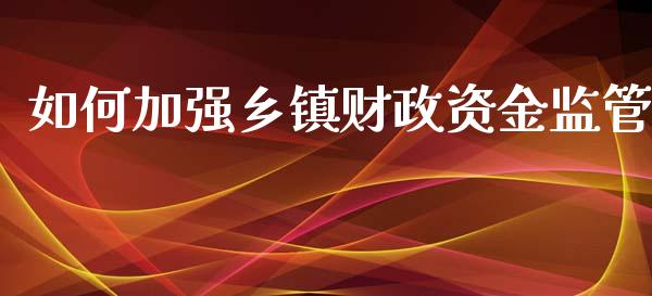 如何加强乡镇财政资金监管_https://wap.fcdydaikuan.com_新股数据_第1张