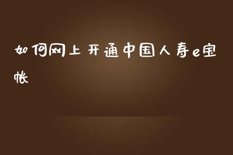 如何网上开通中国人寿e宝帐_https://wap.fcdydaikuan.com_国际投资_第1张