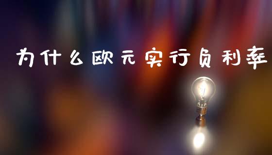 为什么欧元实行负利率_https://wap.fcdydaikuan.com_理财顾问_第1张