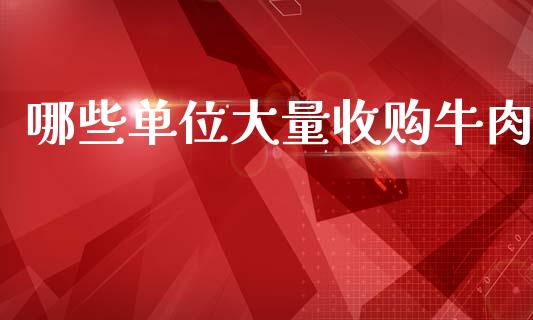 哪些单位大量收购牛肉_https://wap.fcdydaikuan.com_投资策略_第1张