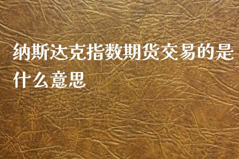纳斯达克指数期货交易的是什么意思_https://wap.fcdydaikuan.com_投资策略_第1张