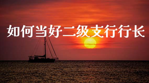 如何当好二级支行行长_https://wap.fcdydaikuan.com_金融机构_第1张