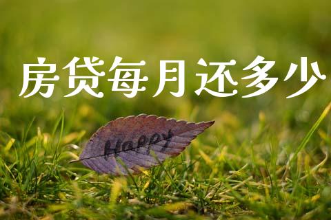 房贷每月还多少_https://wap.fcdydaikuan.com_投资策略_第1张