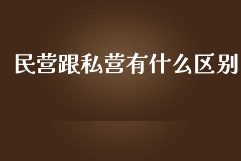 民营跟私营有什么区别_https://wap.fcdydaikuan.com_国际投资_第1张