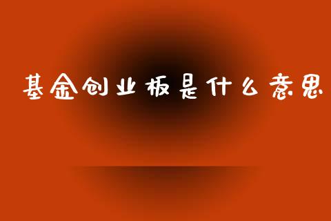 基金创业板是什么意思_https://wap.fcdydaikuan.com_理财顾问_第1张