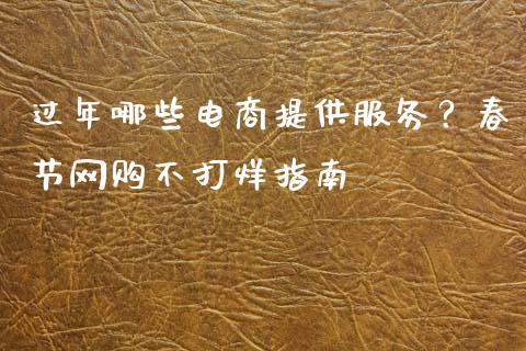 过年哪些电商提供服务？春节网购不打烊指南_https://wap.fcdydaikuan.com_投资策略_第1张