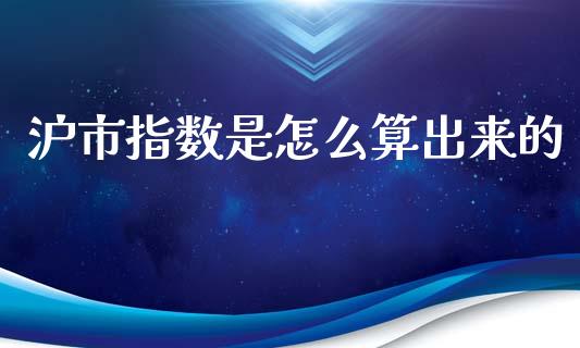 沪市指数是怎么算出来的_https://wap.fcdydaikuan.com_理财顾问_第1张