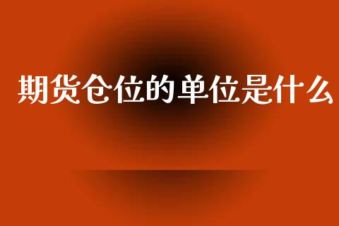 期货仓位的单位是什么_https://wap.fcdydaikuan.com_理财顾问_第1张