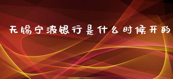 无锡宁波银行是什么时候开的_https://wap.fcdydaikuan.com_投资策略_第1张