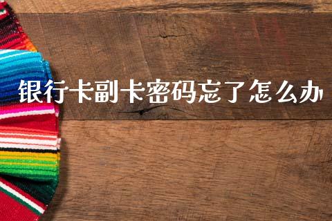 银行卡副卡密码忘了怎么办_https://wap.fcdydaikuan.com_理财顾问_第1张