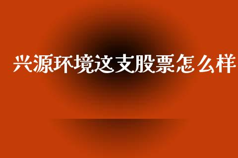 兴源环境这支股票怎么样_https://wap.fcdydaikuan.com_理财顾问_第1张