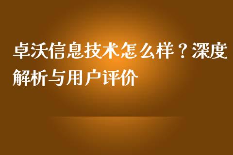 卓沃信息技术怎么样？深度解析与用户评价_https://wap.fcdydaikuan.com_金融机构_第1张