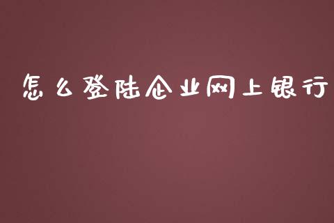 怎么登陆企业网上银行_https://wap.fcdydaikuan.com_投资策略_第1张