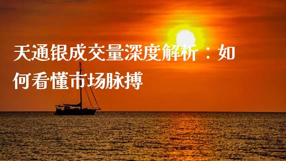 天通银成交量深度解析：如何看懂市场脉搏_https://wap.fcdydaikuan.com_期货品种_第1张