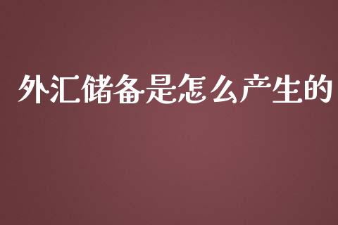 外汇储备是怎么产生的_https://wap.fcdydaikuan.com_理财顾问_第1张