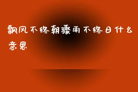 飘风不终朝骤雨不终日什么意思_https://wap.fcdydaikuan.com_国际投资_第1张