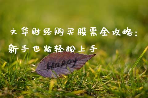 文华财经购买股票全攻略：新手也能轻松上手_https://wap.fcdydaikuan.com_理财顾问_第1张