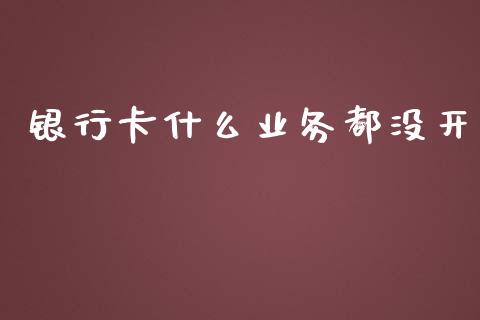 银行卡什么业务都没开_https://wap.fcdydaikuan.com_国际投资_第1张