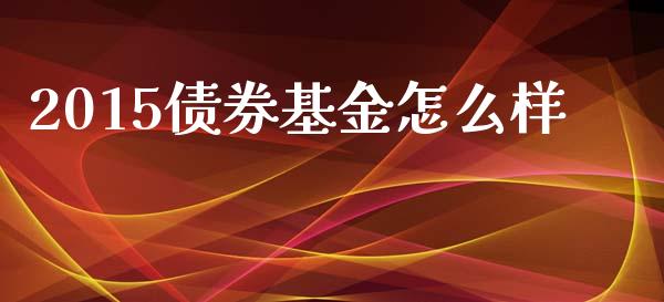 2015债券基金怎么样_https://wap.fcdydaikuan.com_金融机构_第1张