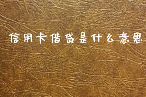 信用卡借贷是什么意思_https://wap.fcdydaikuan.com_投资策略_第1张