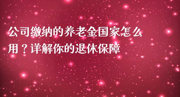 公司缴纳的养老金国家怎么用？详解你的退休保障_https://wap.fcdydaikuan.com_理财顾问_第1张