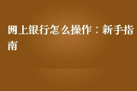 网上银行怎么操作：新手指南_https://wap.fcdydaikuan.com_金融机构_第1张