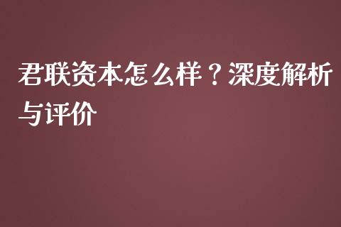 君联资本怎么样？深度解析与评价_https://wap.fcdydaikuan.com_国际投资_第1张