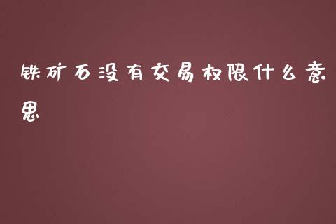 铁矿石没有交易权限什么意思_https://wap.fcdydaikuan.com_理财顾问_第1张