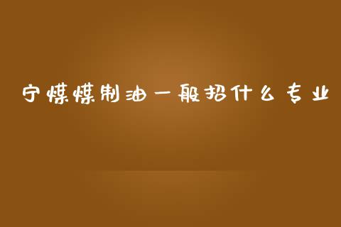 宁煤煤制油一般招什么专业_https://wap.fcdydaikuan.com_投资策略_第1张