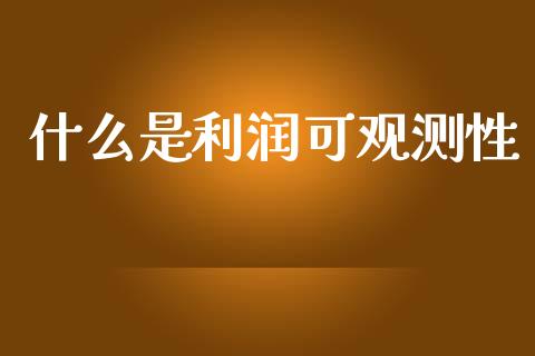 什么是利润可观测性_https://wap.fcdydaikuan.com_期货品种_第1张