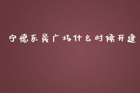 宁德东晟广场什么时候开建_https://wap.fcdydaikuan.com_期货品种_第1张