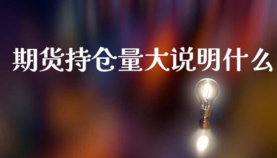 期货持仓量大说明什么_https://wap.fcdydaikuan.com_投资策略_第1张
