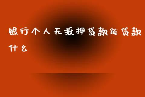 银行个人无抵押贷款能贷款什么_https://wap.fcdydaikuan.com_期货品种_第1张