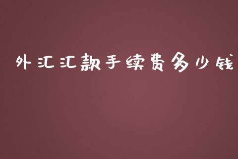 外汇汇款手续费多少钱_https://wap.fcdydaikuan.com_投资策略_第1张