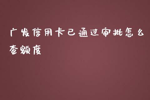 广发信用卡已通过审批怎么查额度_https://wap.fcdydaikuan.com_新股数据_第1张